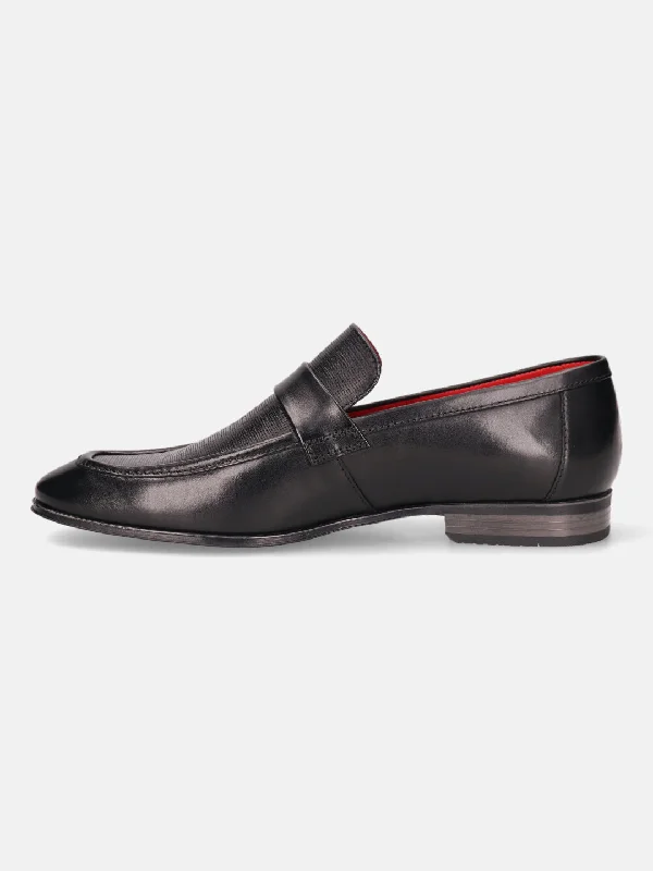 bugatti Black Premium Leather Loafers