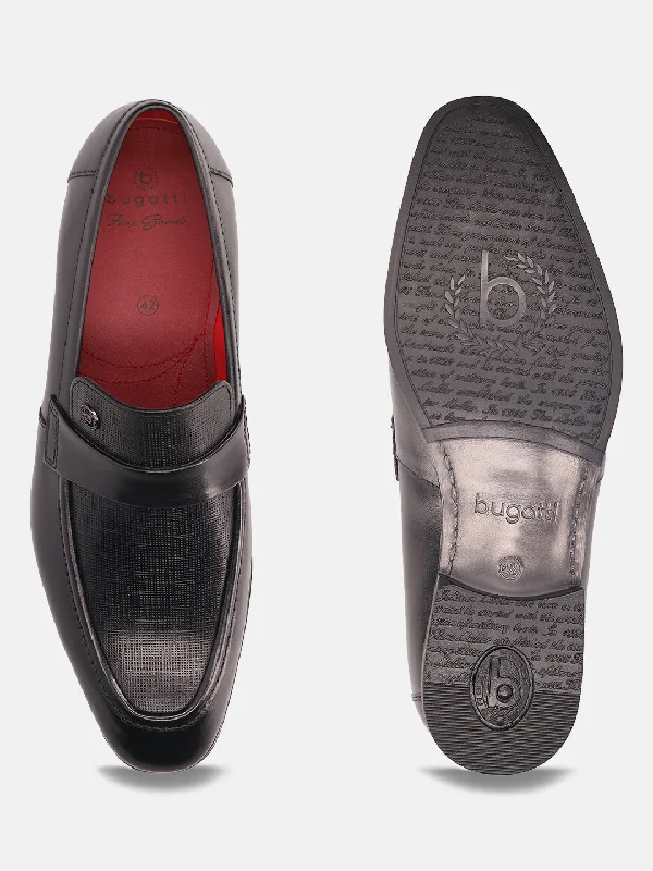 bugatti Black Premium Leather Loafers