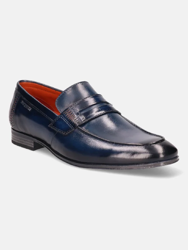 bugatti Blue Premium Leather Loafers