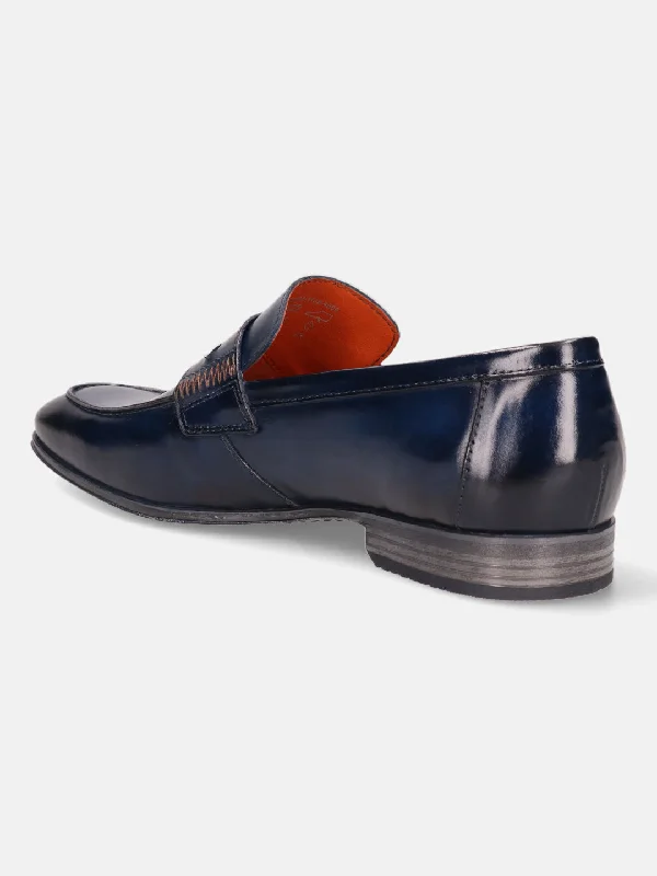 bugatti Blue Premium Leather Loafers