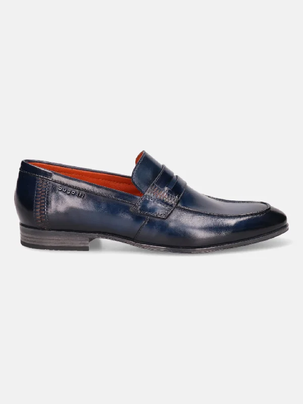 bugatti Blue Premium Leather Loafers