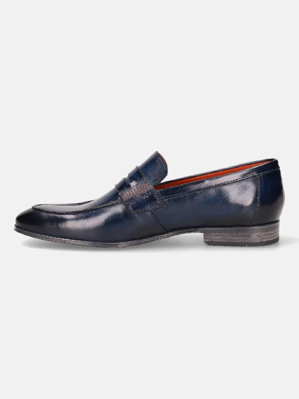 bugatti Blue Premium Leather Loafers