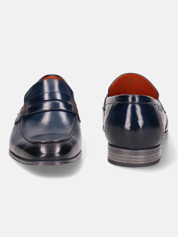 bugatti Blue Premium Leather Loafers