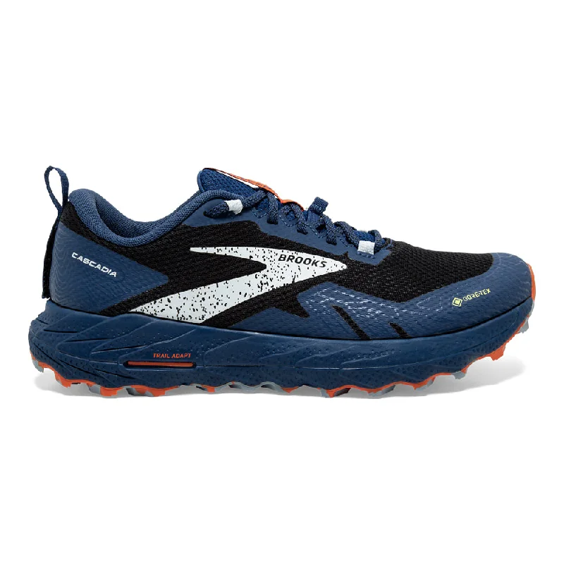 Men's Brooks Cascadia 17 GTX, Black/Blue/Firecracker, 10.5 D Medium