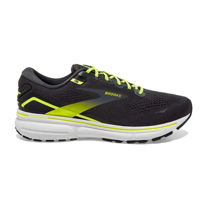 Men's Brooks Ghost 15, Ebony/White/Nightlife, 12 D Medium