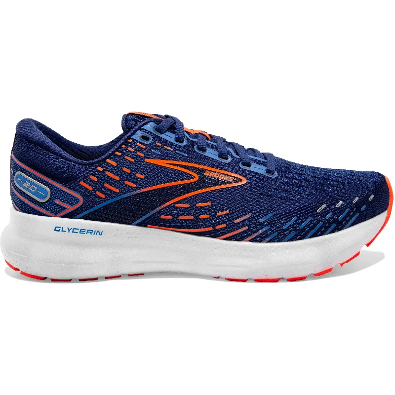 Men's Brooks Glycerin 20, Blue Depths/Palace Blue/Orange, 12 D Medium