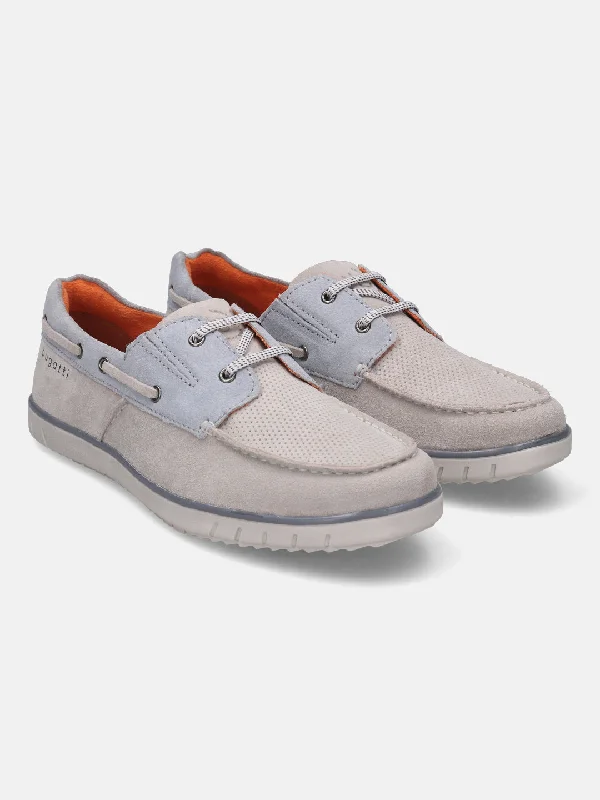 bugatti Off White & Light Blue Boat Shoes