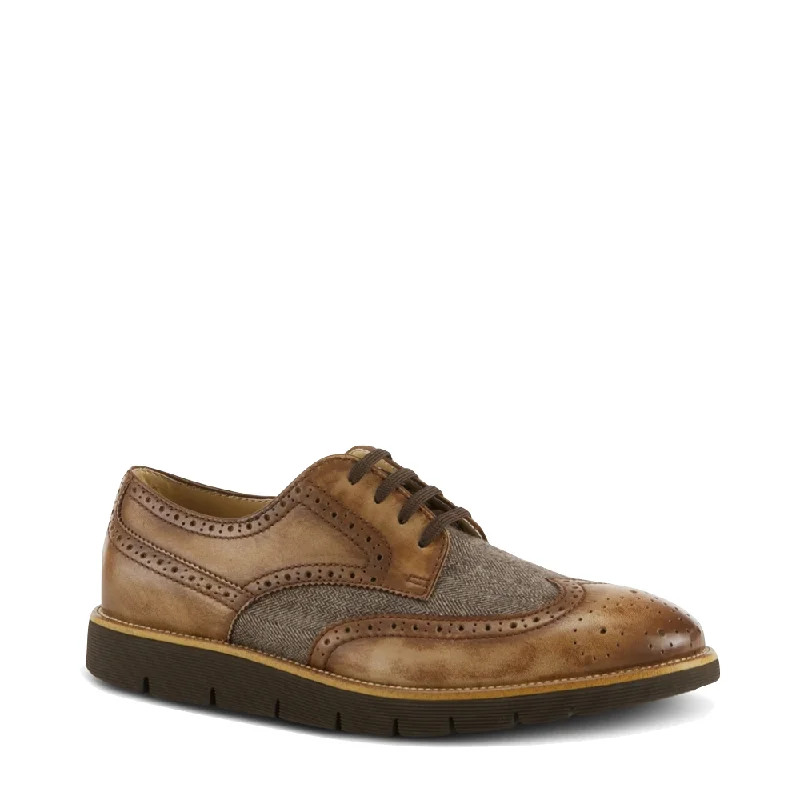 Spring Step Men's Beaufort Wingtip Oxford in Camel