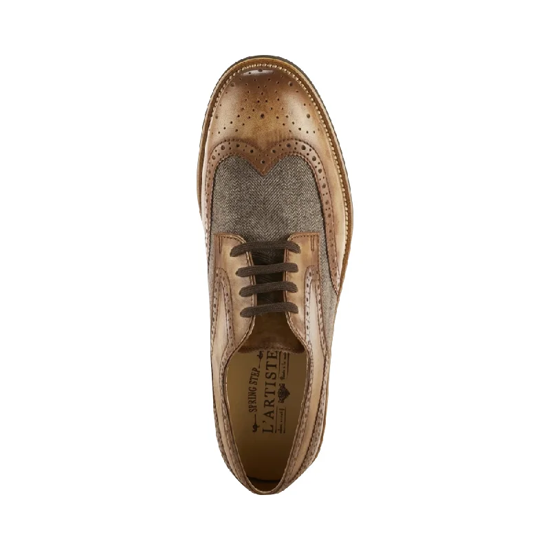 Spring Step Men's Beaufort Wingtip Oxford in Camel