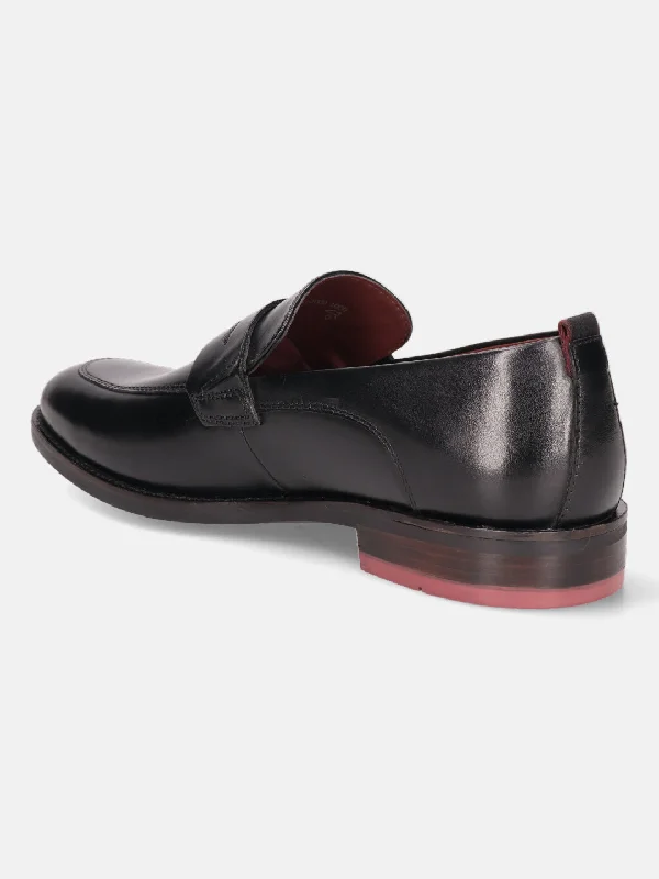 bugatti Black Premium Leather Loafers