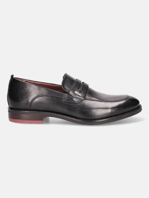 bugatti Black Premium Leather Loafers