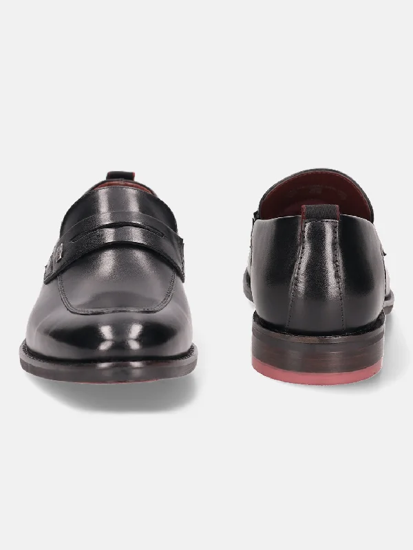 bugatti Black Premium Leather Loafers