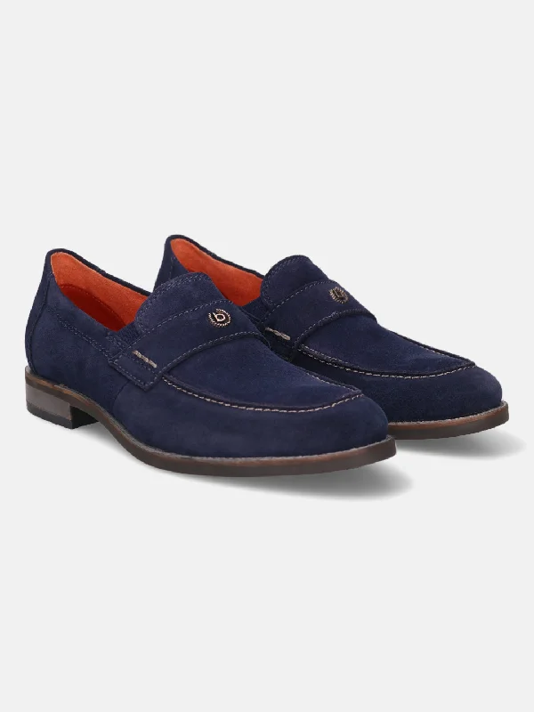 bugatti Dark Blue Suede Loafers