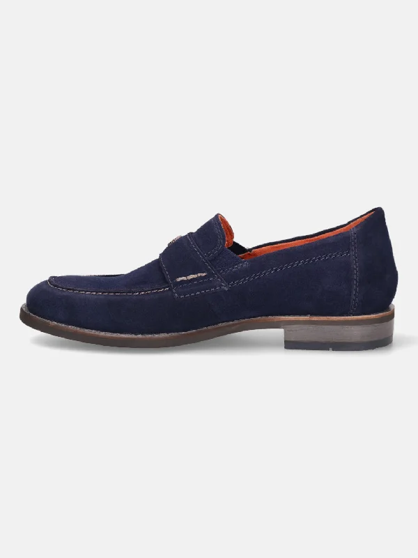 bugatti Dark Blue Suede Loafers