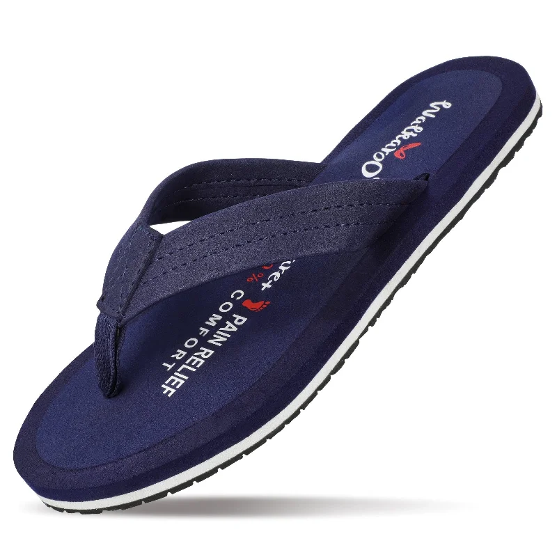 Walkaroo Men Solid Care Plus Flip-Flop  - WH3810 Navy Blue