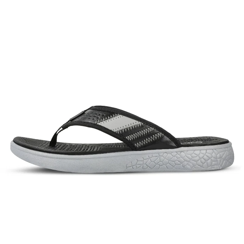 Walkaroo Men Textured Thong Flip-Flop  - WC4238 Black Grey