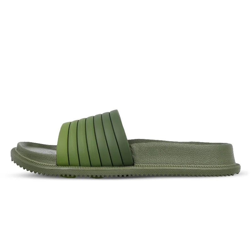 Walkaroo Mens Flip Flop Sliders  - WC4845 Olive