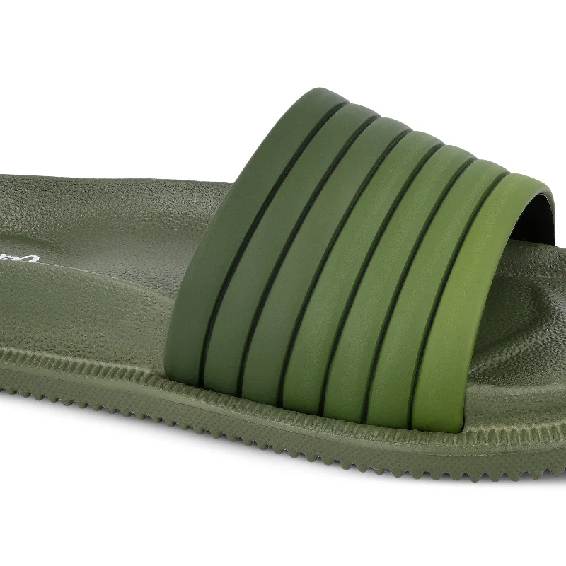 Walkaroo Mens Flip Flop Sliders  - WC4845 Olive