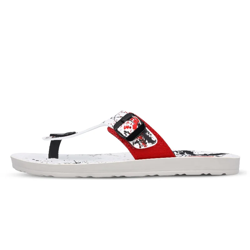 Walkaroo Men Solid Thong Sandals  - 13123 White Red