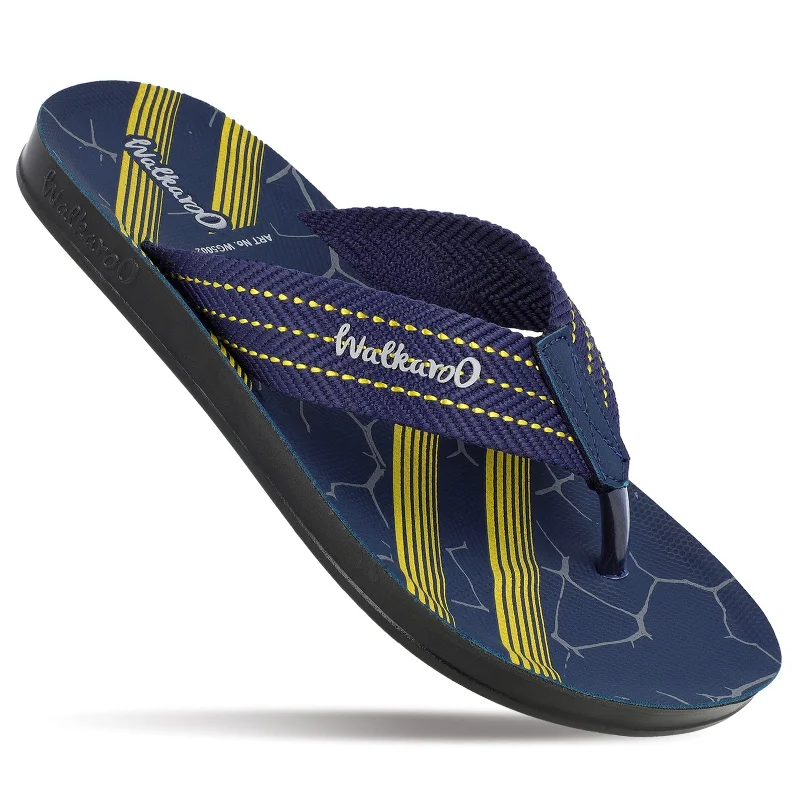 Walkaroo Men Solid Thong Sandals  - WG5002 Blue Yellow