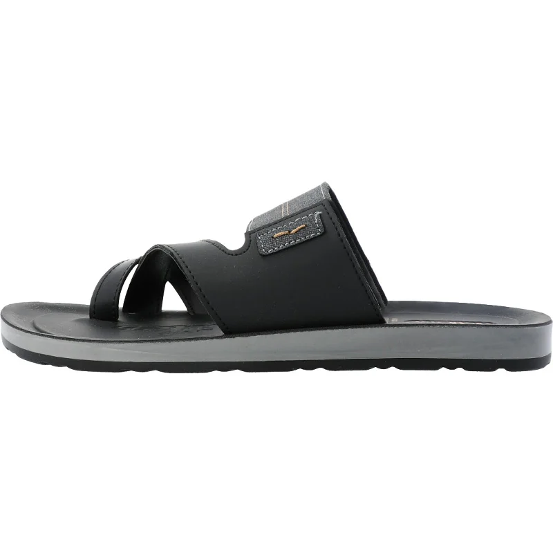 Walkaroo Men Cross Strap Slide Sandals  - WG5301 Black