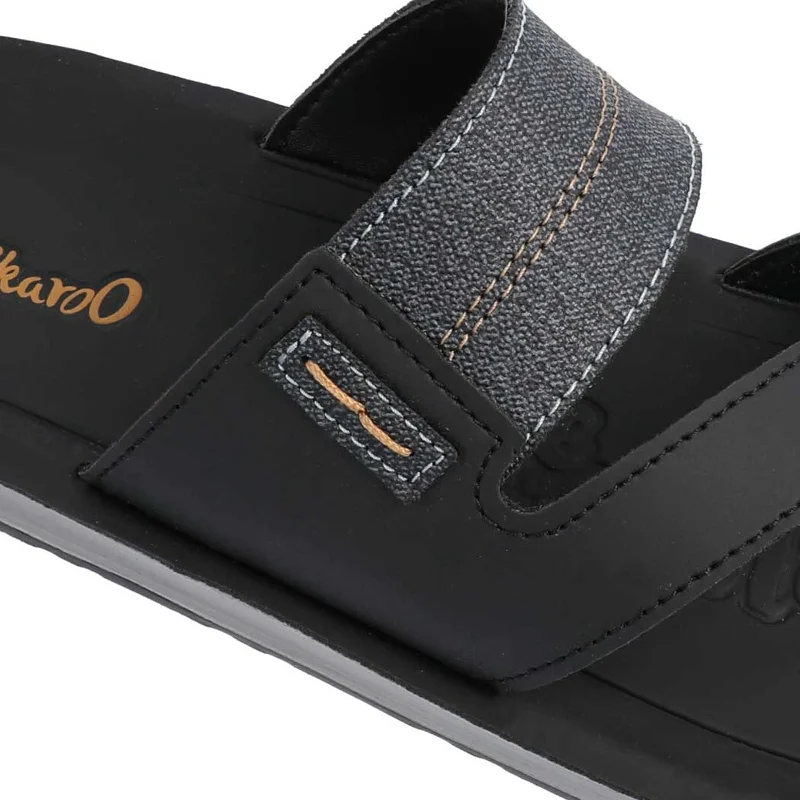 Walkaroo Men Cross Strap Slide Sandals  - WG5301 Black